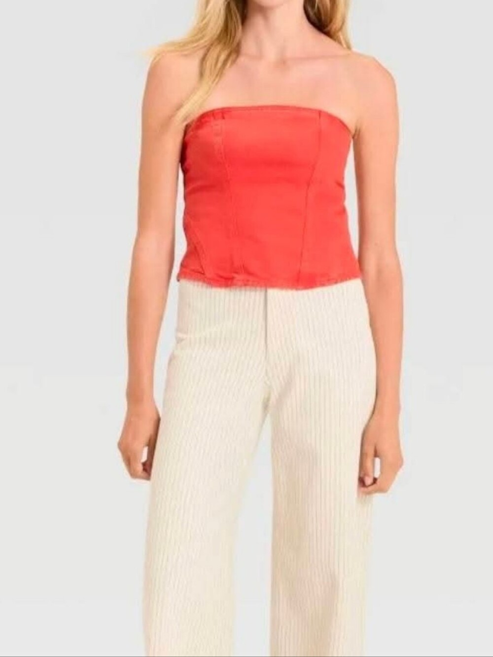 Universal Thread Red Denim Corset Tube Top, Size 8